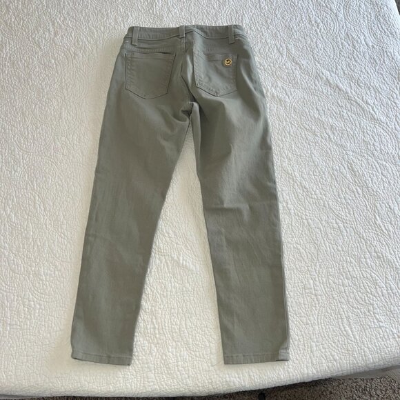 Michael Kors Izzy Skinny Crop Jeans Olive Green Size 0 Low Rise Stretch - Picture 10 of 10